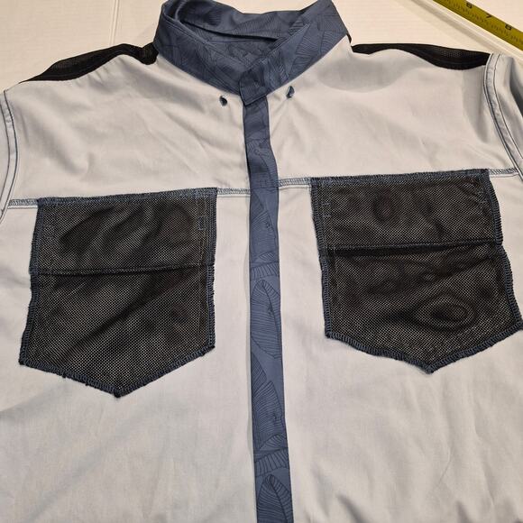 Hurley Shirt Mens Aloha Button Down Short Sleeve Breathable Stretch XXL BlueGray - Picture 5 of 8